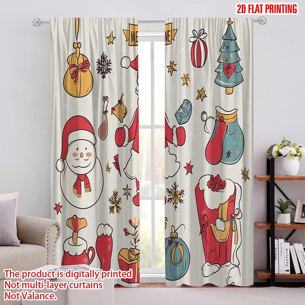 

2pcs,2D plane printing Window Curtain Christmas Ornaments Merry Christmas Gifts Polyester Fabric (without rod) Decorations For 52.50 × 116.00 cm 2 pcs