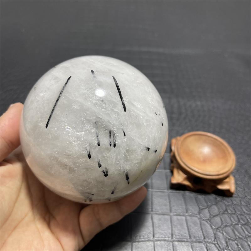 9.3cm Natural Black Tourmaline Ball Quartz Crystal Energy Gem Ball Home Office Decoration Gift Mineral Degaussing Ornaments