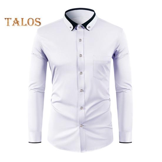 

Мужская классическая рубашка со стразовым воротником и длинным рукавом, эластичная, без складок, официальная рубашка, однотонная, облегающая, для свадьбы, свидания, выпускного, деловая рубашка на пуговицах M белый
