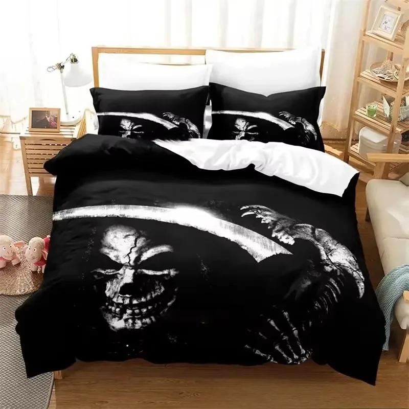 Dark Grim Reaper Bedding SetDuvet Cover Comforter Bed Set Quilt Cover PillowcaseKing Queen Twin Size Boys Girls Adult