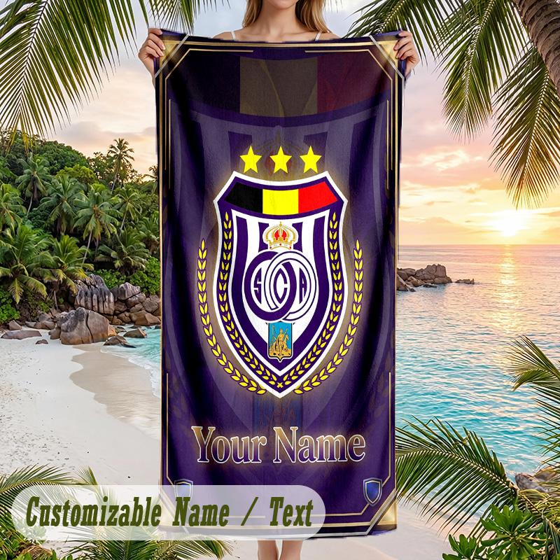 Beach Towel Anderlecht FC Print Custom Name Text Soft Towel for Swimming Pool