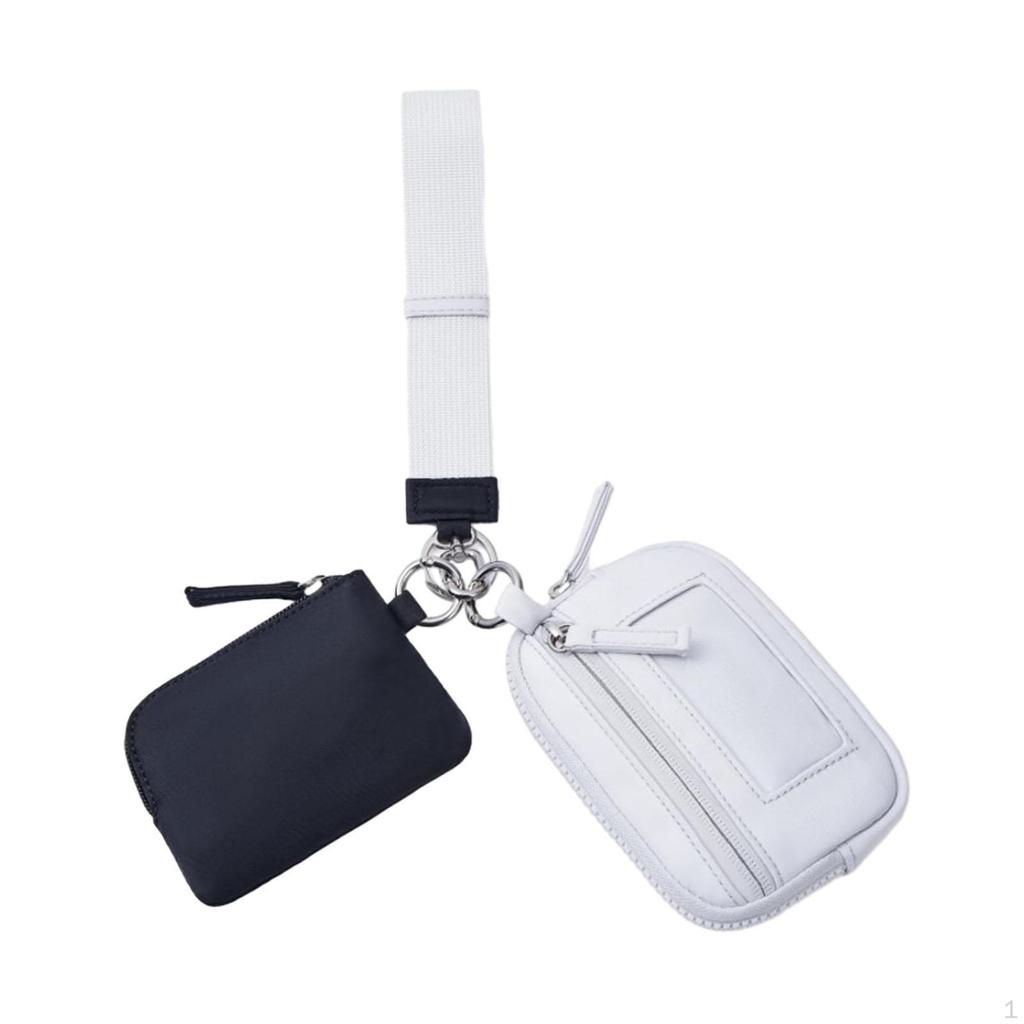 Keychain Bracelet Wallet Card Storage with Zipper Bag Double Bags for Traveling Street