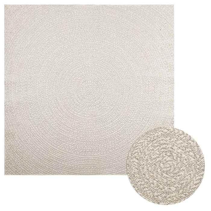 VidaXL ZIZUR Cream Rug 200x200 Cm Jute Look Indoor Outdoor, Outdoor Rug, Floor Mat, Indoor Rug, 4010380
