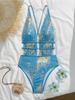 Costume da Bagno Bikini Sexy a Triangolo con Incrocio e Lacci sulla Schiena, Scollo a V Profondo, per la Spiaggia Estiva