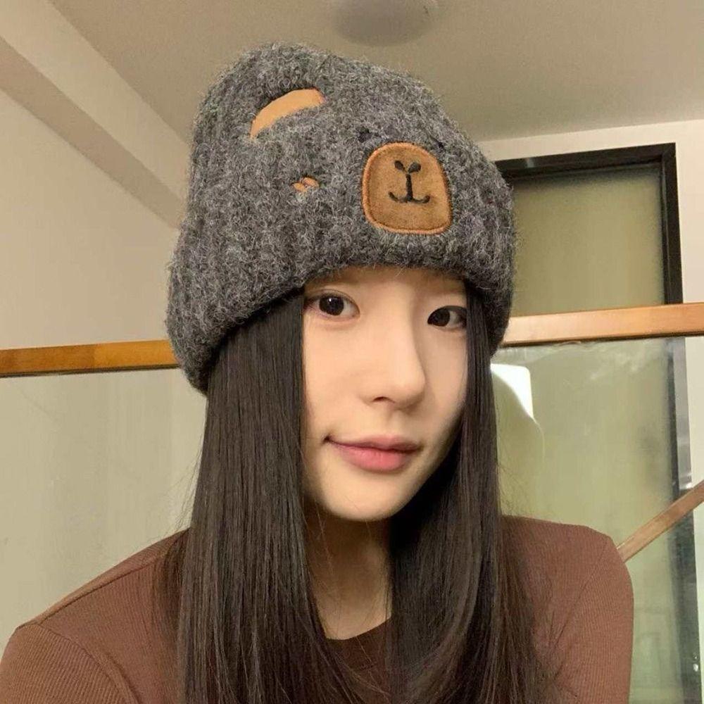 Fashion Soft Winter Beanie Hat Keep Warm Knit Wool Capybara Beanies Casual Warm Knit Hats for Men Women
