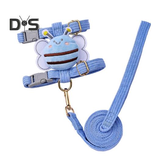 Набір шлейки та повідця для котів, регульована шлейка для кошенят, що не дозволяє втекти, з мультяшною бджілкою, для малих та середніх котів, собак, для прогулянок на вулиці