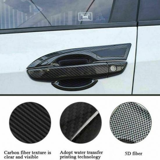 Carbon Fiber 4X Exterior Door Handle Bowl Cover Trim For Honda Civic 2016-