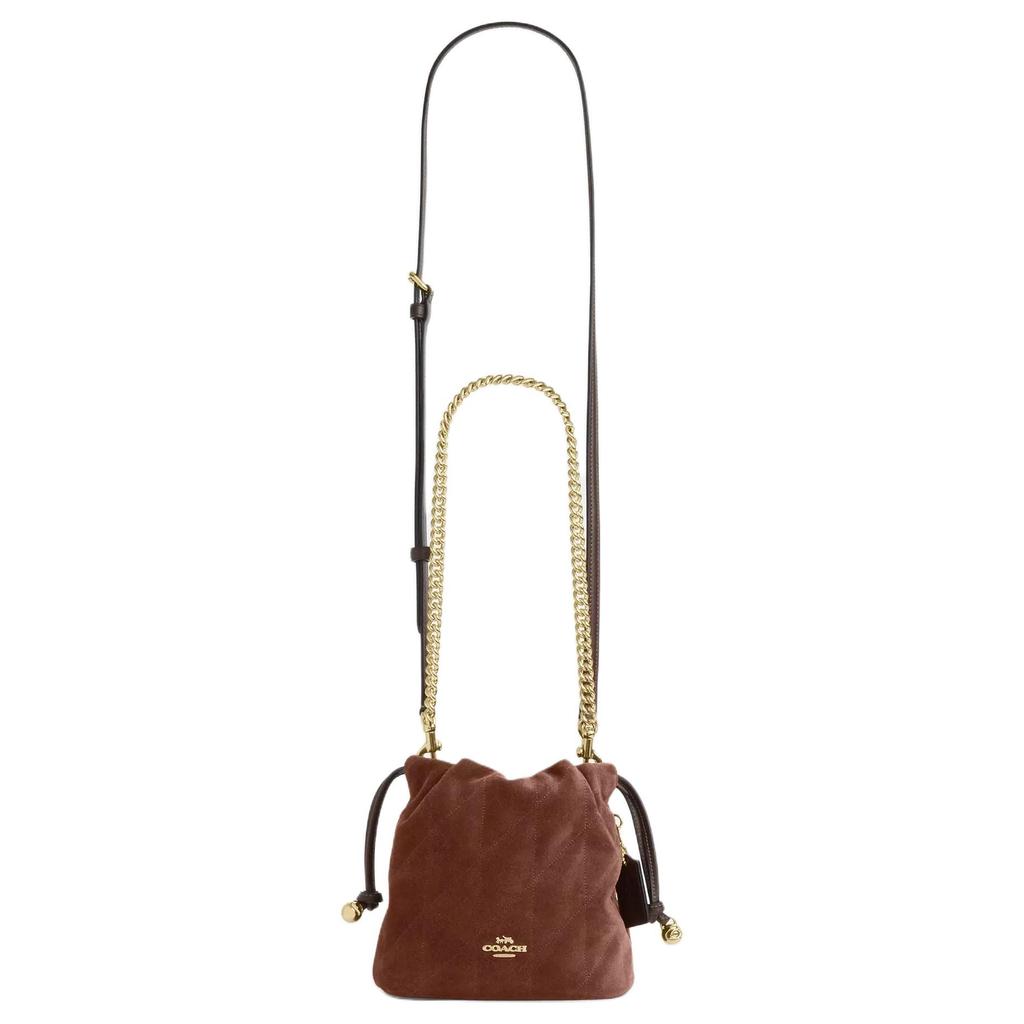 Coach Faye Suede With Smooth Leather Small Lucky Bag Crossbody Bag, Shoulder Bag Mini Women's Vintage Brown CDC42-IMYEF