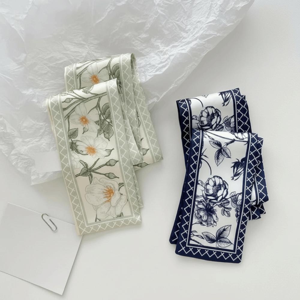 Elegant Silk Scarf Retro Narrow Scarf Versatile Skinny Scarf  for Women