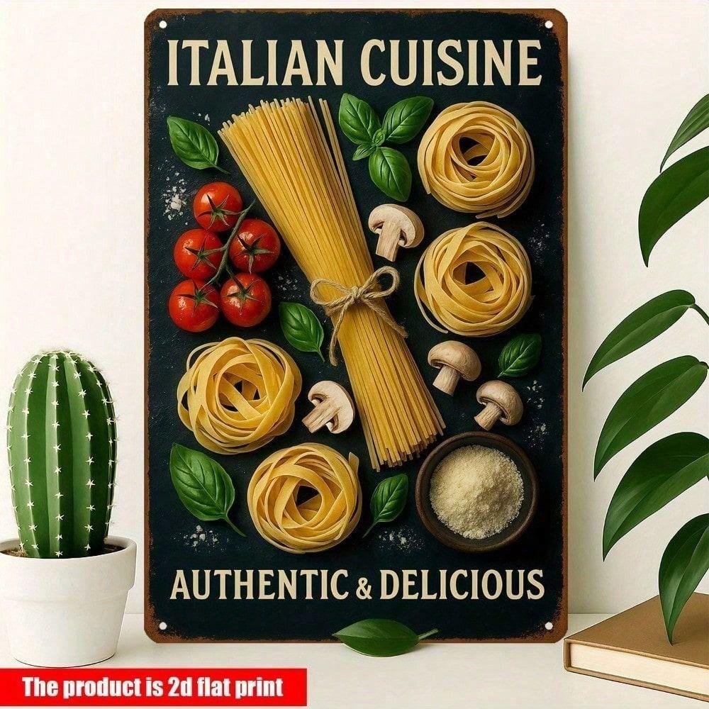 Vintage Italian Restaurant Metal Poster Pasta Rustic Kitchen Wall Decor