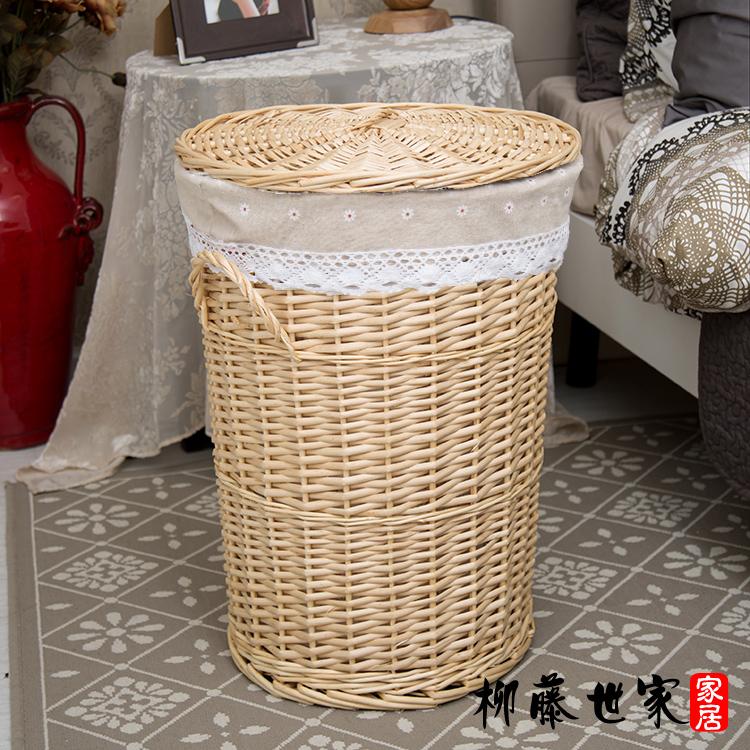 Large Size Wicker Clothes Storage Basket Covered Design for Restaurant Use Dirty Clothes Organizer Retro Style Family Storage...
