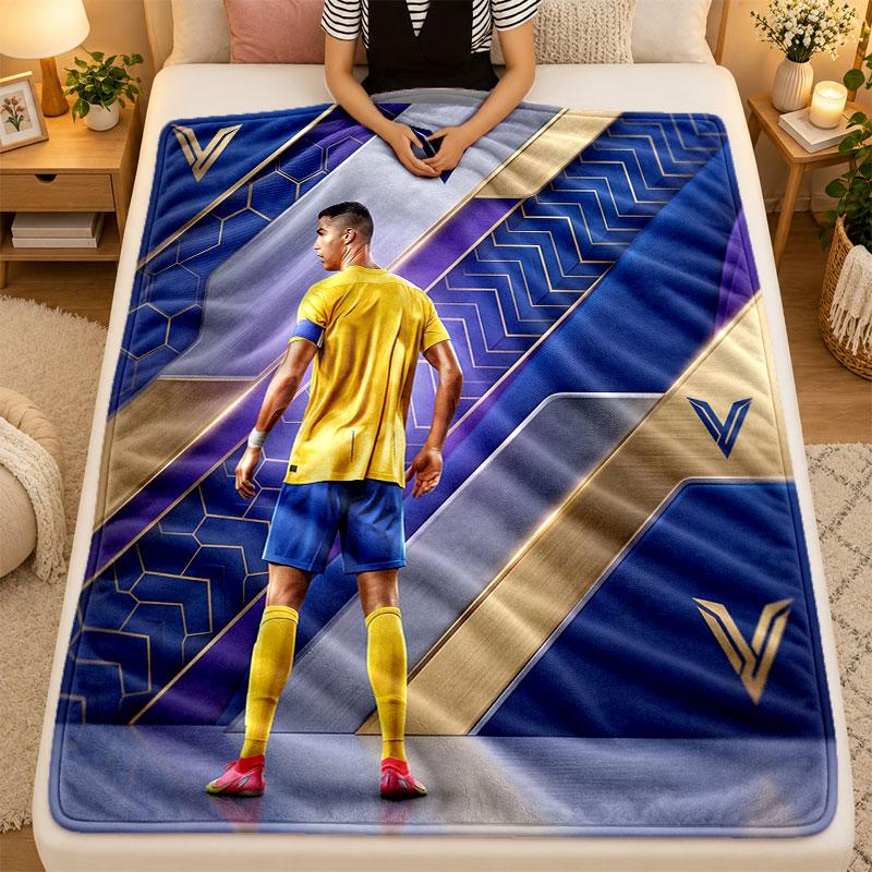 Flannel BlanketCristiano Ronaldo Warm Soft Throw Blanket for Indoor Sofa Bed Living Room Use
