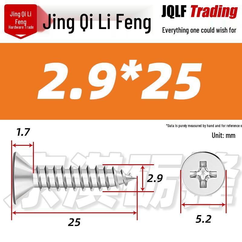 304 Stainless Steel Countersunk Self-Tapping Screw for Furniture & Outdoor Construction (GB/T 846)