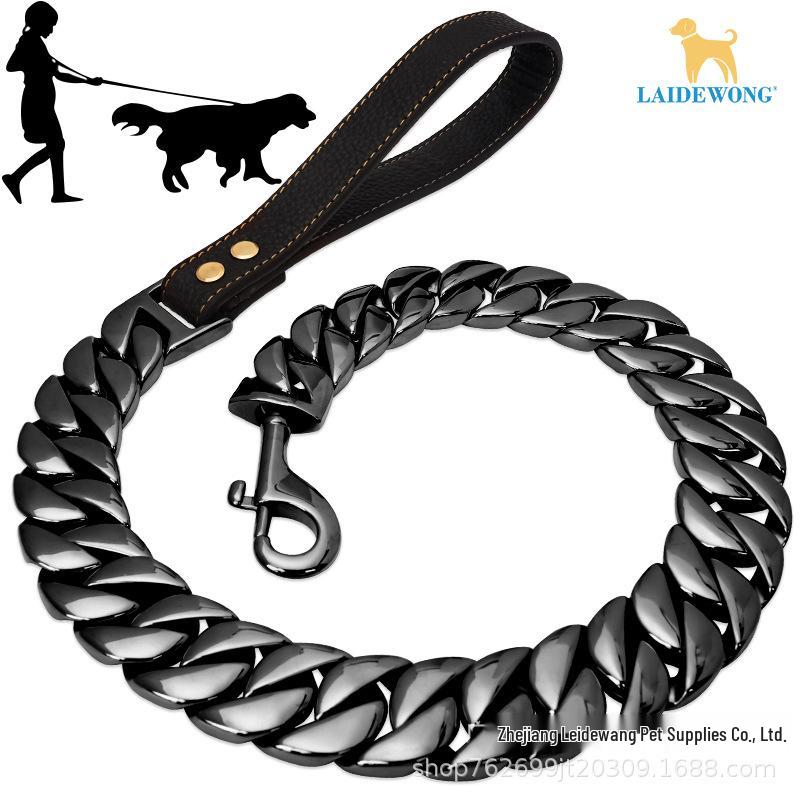 32mm Gold Stainless Steel Dog Chain Leash for Large Breeds