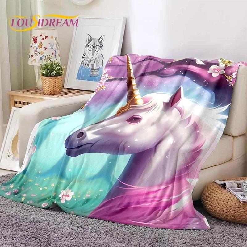 3D Cute Dream Unicorn Cartoon Girl Soft Flannel Blanket for Beds Bedroom Sofa Picnic,Throw Blanket for Outdoor Leisure Nap Gift