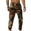 Men Sweatpants Camouflage Drawstring Elastic Waist Multi Pockets Streetwear Loose Ankle Tied Cargo Pants for Training Running Fitness