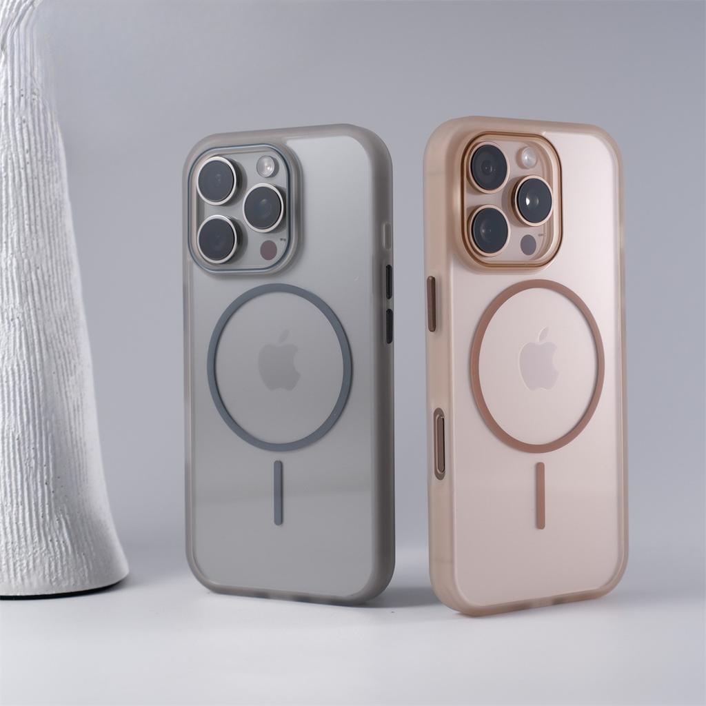 New IPhone16 Transparent Thin Ring Magnetic Suction Phone Case Suitable for Apple 15promax Simple Anti Fall Protection Case