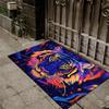 Flannel Thickness 0.47inch - 1pc Neon Tiger Pattern Door Mat, Colorful Neon Lines, Tiger Image, Modern Art Style Printed Non-Sli