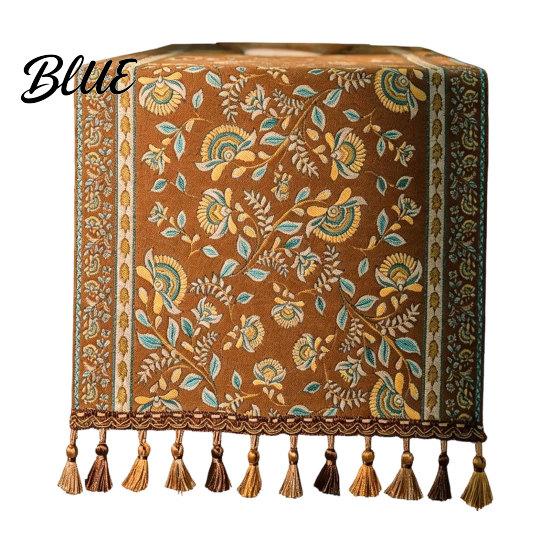 Vintage Table Runner Jacquard Runner Floral Elegant Tassel Edge with Tassels for Dining Home Party Decor Durable