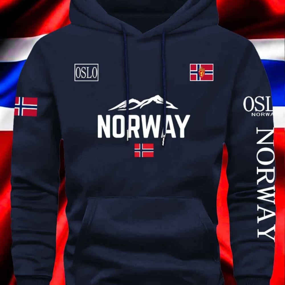 Norwegian Printed Men's and Women's Hooded Sweatshirts, Daily Outdoor Vacations, Autumn and Winter Casual Warm Sportswear
