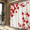 1pc Red Cherry Blossom Shower Curtain - Polyester Fabric, Home Bathroom Decor Bath Curtains, Digital Drawing, Vibrant Blossoms,
