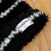 Plush Stripe Hat Warm Winter Cap Fashion Plush Pullover Hat  Streetwear
