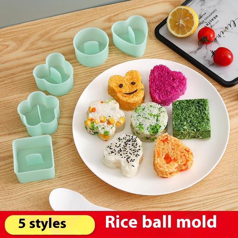 Cartoon Triangular Sushi Kit - 1Set Maker Sushi Mold Onigiri Rice Ball Food Press Japanese DIY Tools for Kitchen Bento