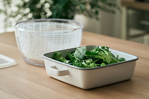 365methods Fuji Enamel Oven Dish, White X Light Gray, Shallow, Medium, 1.6L, YY-HM.W