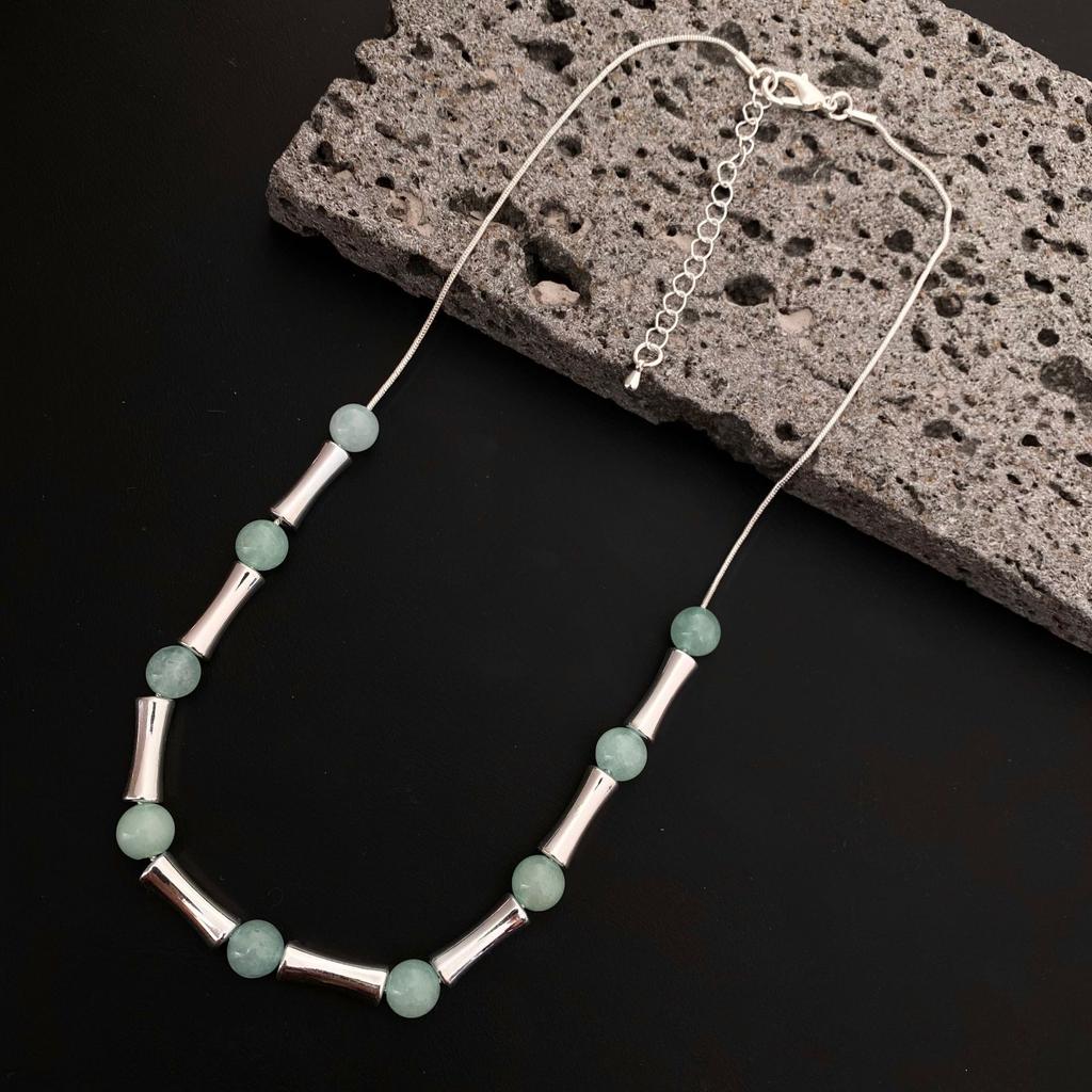 Natural Cut Crystal Bamboo Necklace Bracelet Set Fashion High-end Female Versatile Crystal Jewelry