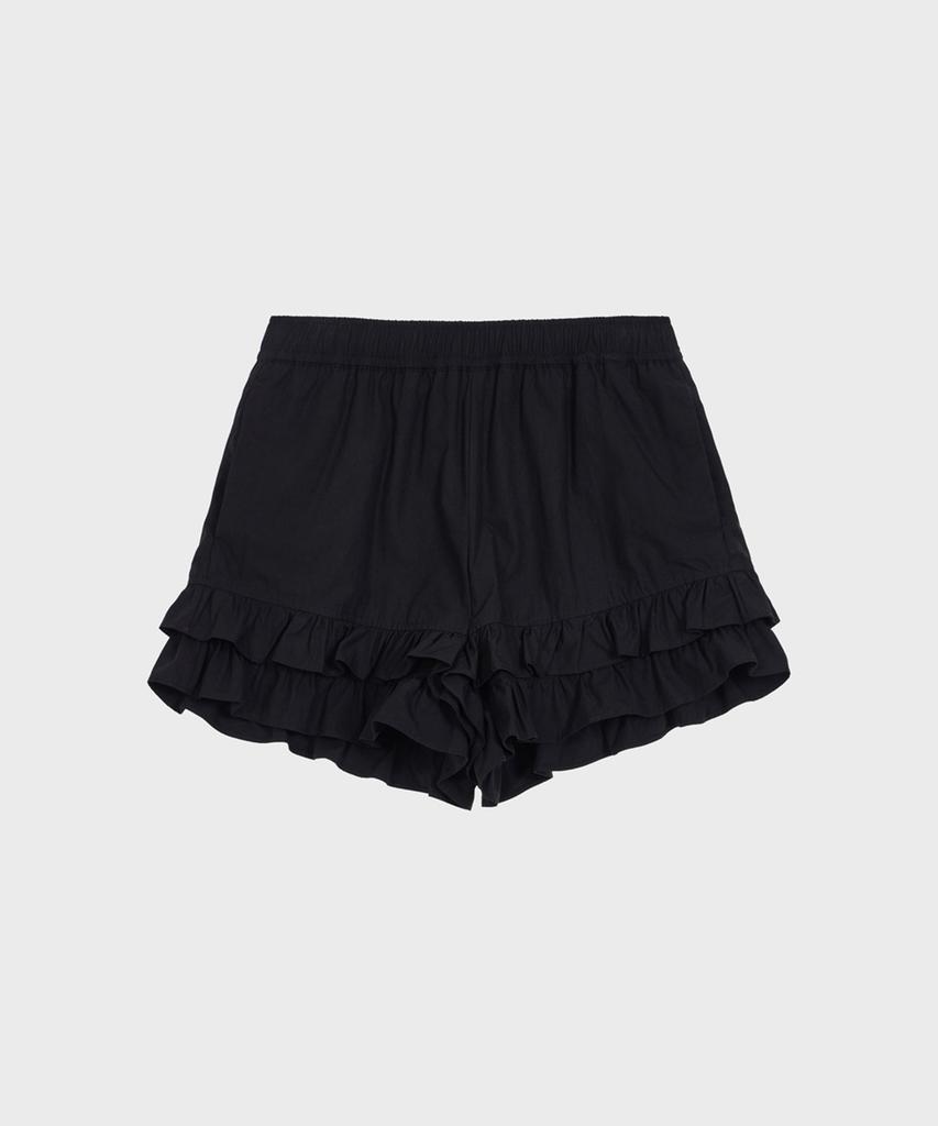 Alkialka Ruffle Hem Shorts (Black)