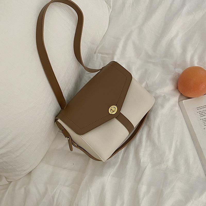 Retro Simple Small Bag Women Snewest Contrast Color Underarm Bag Fashion Versatile One Shoulder Small Square Bag
