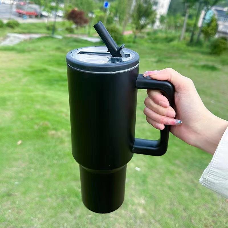 40oz Double-layer Ice Cream Cup Leak Proof Foldable Straw Cover Portable Straight Drinking Mouth Car Cup