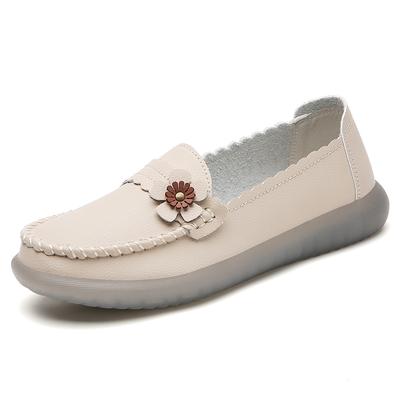 Fashion Women's Flat Light Casual Foot Cover Flower Fashion Comfortable Everything Mother Shoes Large Size Work Leather Shoes for Women