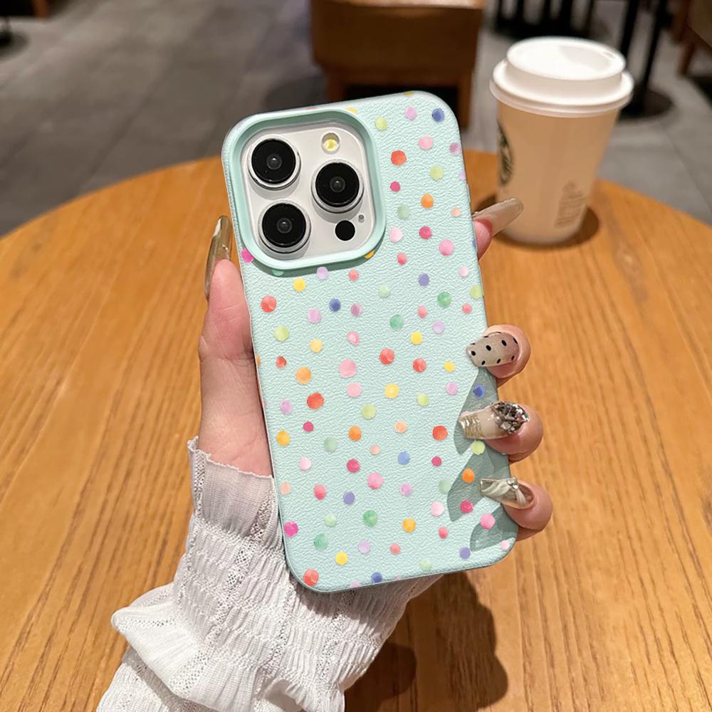 Custodia per Telefono Colorata a Pois Resistente Per IPhone 17 Air 16 15 14 Plus 13 12 11 Pro Max Antiurto Pelle Carina Comoda Cover