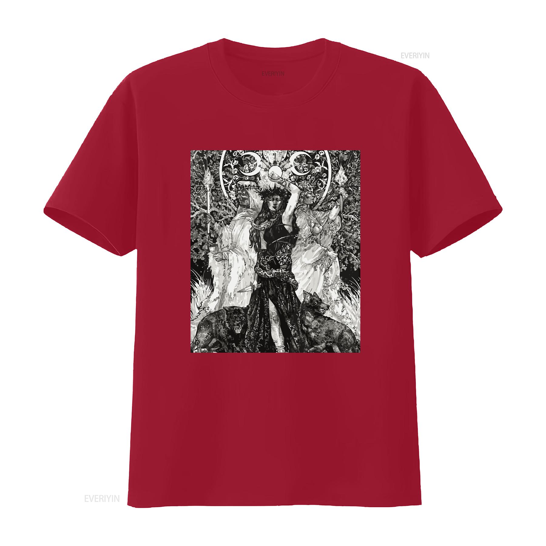 Карта Таро Богини Гекаты Тройная Викканская Языческая Лунная Ведьма Футболка винтажная Стиранный Топ для Повседневной Носки дизайнерская одежда S