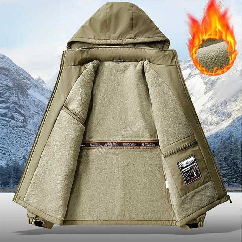 Men's Winter Parka Jacket with Faux Fur Lined Thicken Keep Warm Waterproof Outerwear Multi-pockets Coats Plus Size M-8XL Jacket