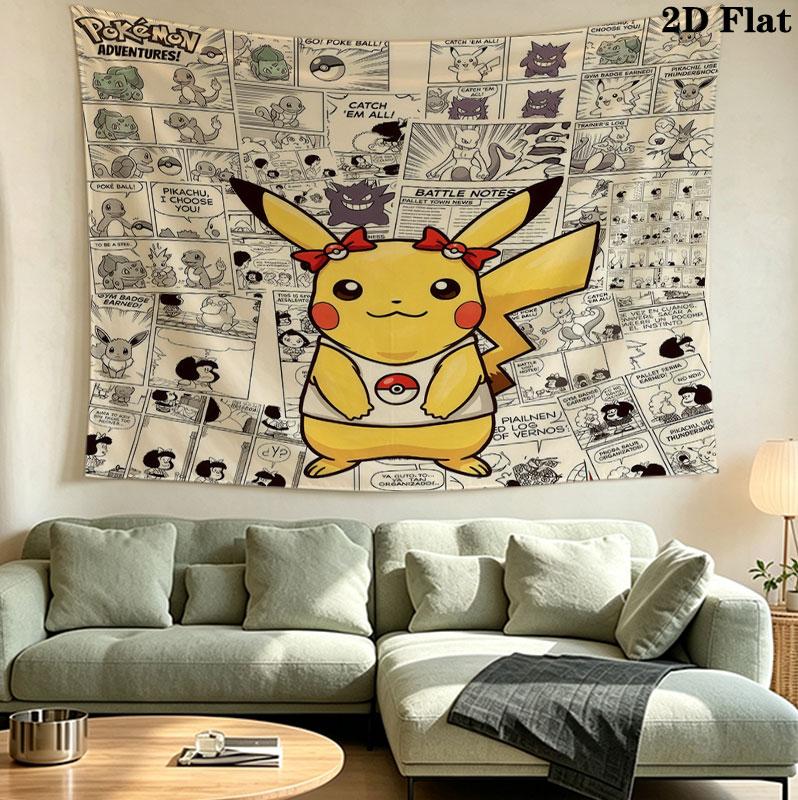 Pokemon Wall Tapestry Aesthetic Wall Hanging Printed Fabric Blanket Decorative Tapestries For Bedroom Living Room Home Decor