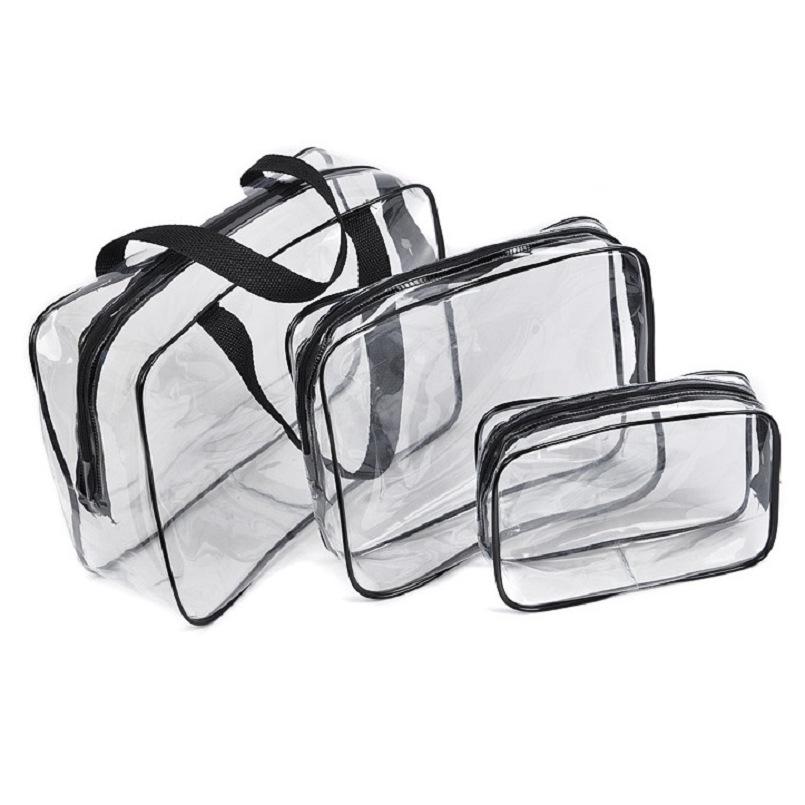 Customizable Transparent PVC Makeup Bag Set - Portable Summer Travel Cosmetic Organizer