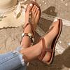 Women's Rhinestone Decor Flat Sandals, Casual Clip Toe Summer Shoes, Lightweight Elastic Band Sandals