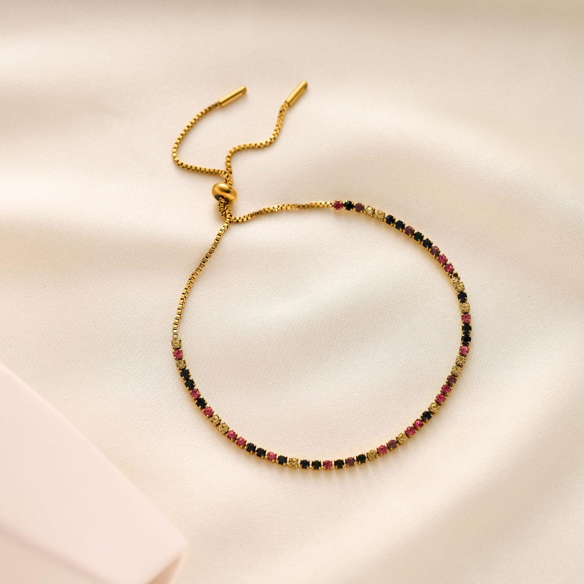 Adjustable Crystal Tennis Bracelets for Women Colorful Zircon Box Chain Bracelet Minimalist Fashion Zircon Gift Wholesale 16-21 cm