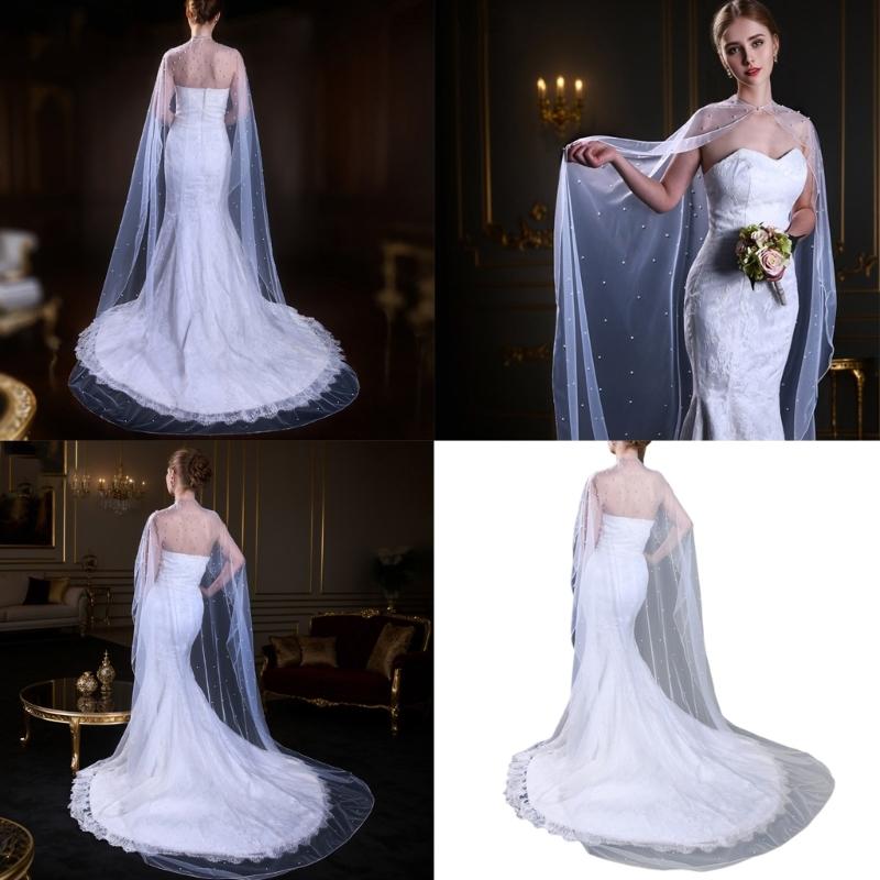 Adjustable False Sleeve Bridal Stole Elastic Mesh Wedding Accessory Pearls Embellishments Formal Wear