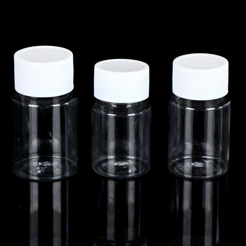 1 ST 15/30/50/100/150/200 ml Plastic PET Heldere Afsluitbare Flesjes Solide Poeder Medicijn Pil Flesje Container Reagens Verpakking Flesje