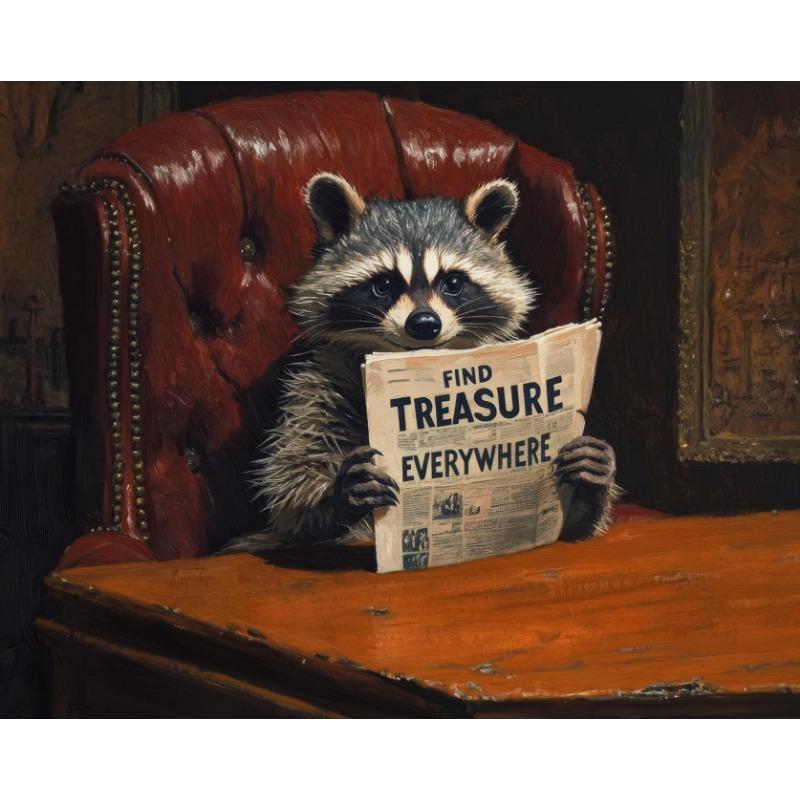Cartoon Abstract Funny Office Animal Leader Read Newspaper Poster Canvas Painting Printing Art Picture Home Room Wall Decor Gift