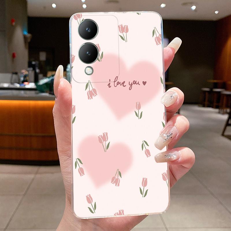 Phone Case For Vivo Y17s 4G / Y28 5G Butterfly Bow Protective Thin Casing VivoY17s Y 17S 4G Transparent Soft Silicone TPU Cover