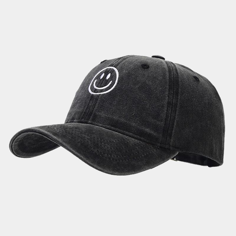 Washed Cotton Baseball Caps Women Men Soft Snapback Hat Outdoor Sport Trucker Gorras Smile Face Embroidery Hip Hop Dad Hat Gifts