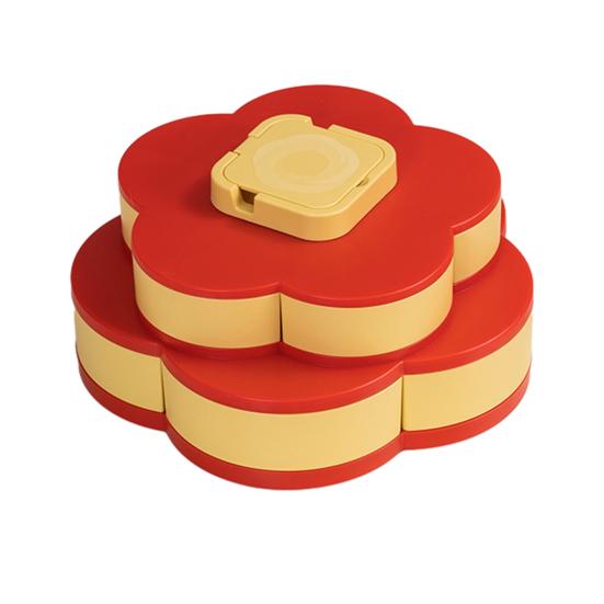 Single/Double Layer Rotating Snack Box with Lid 10 Compartment Divided Serving Tray Party Appetizers Smooth Swivel Lazy Susan Organizer