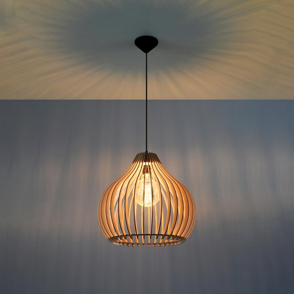 Hanging Lamp Aprilla 1 E27 Natural Wood Wood Sollux Sl.0639