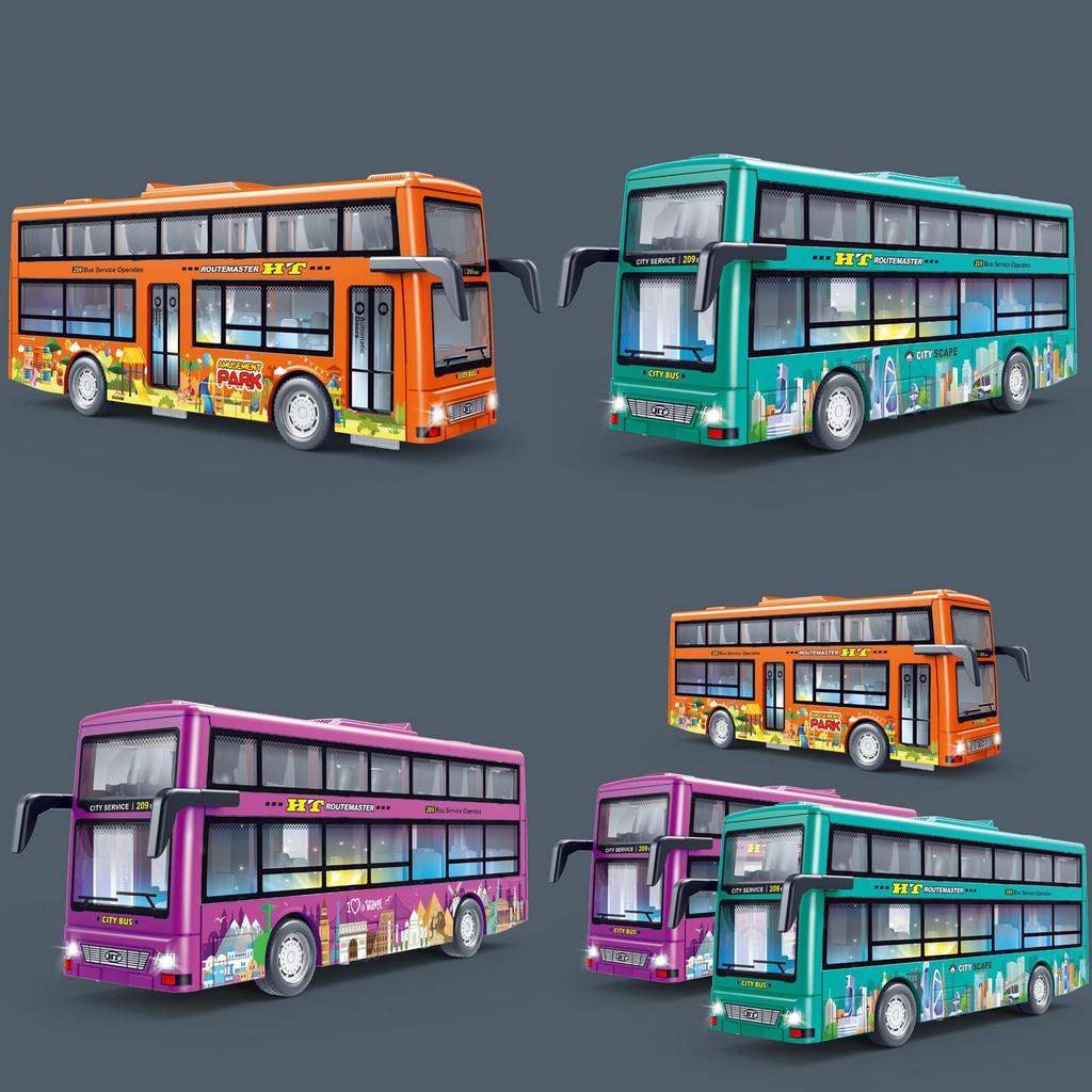 Decker Double Bus With Door Opening Inertia Toy With Lighting And Sound Function