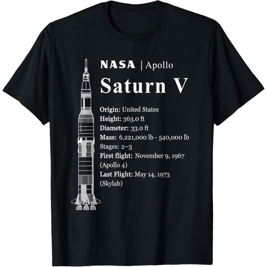 

Saturn V Blueprint Style - NASA History - Apollo Program T-Shirt L чорний