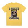 I Crave Violence Funny Cat Meme T Shirt Unisex Women Retro Fashion Short Sleeve T-shirts Summer Pure Cotton Tops T-shirt Streetwear